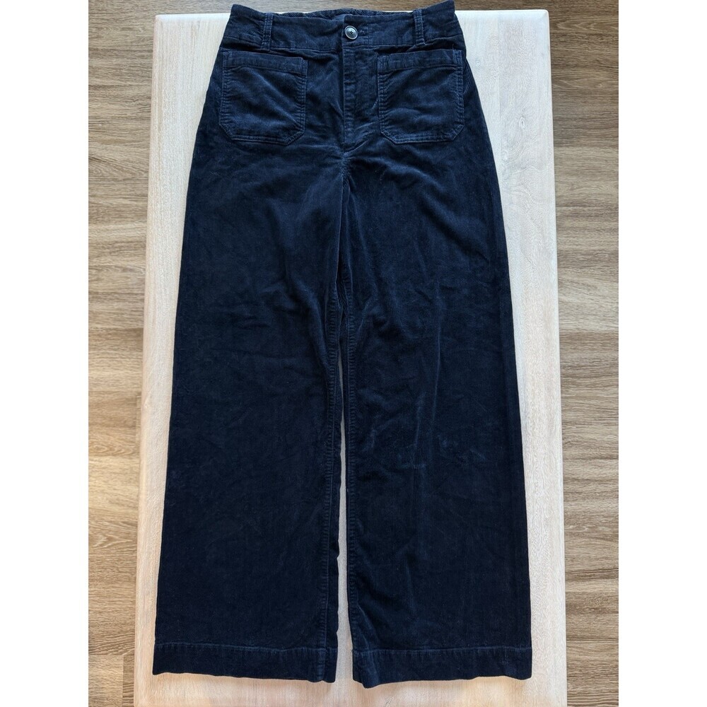 Anthopologie The Colette Cropped Wide-Leg Trousers by Maeve Corduroy Black 29 - Picture 3 of 8